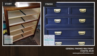 before and after of refinished dresser