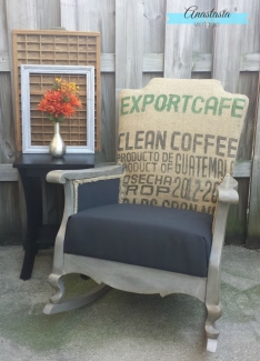 refinished rocking chair and side table using milk paint and glaze