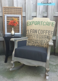 refinished rocking chair and side table using milk paint and glaze