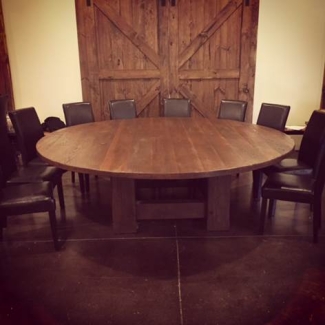 custom round barn wood dining room table