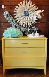 dresser refinished using sunglow buttermilk milk paint